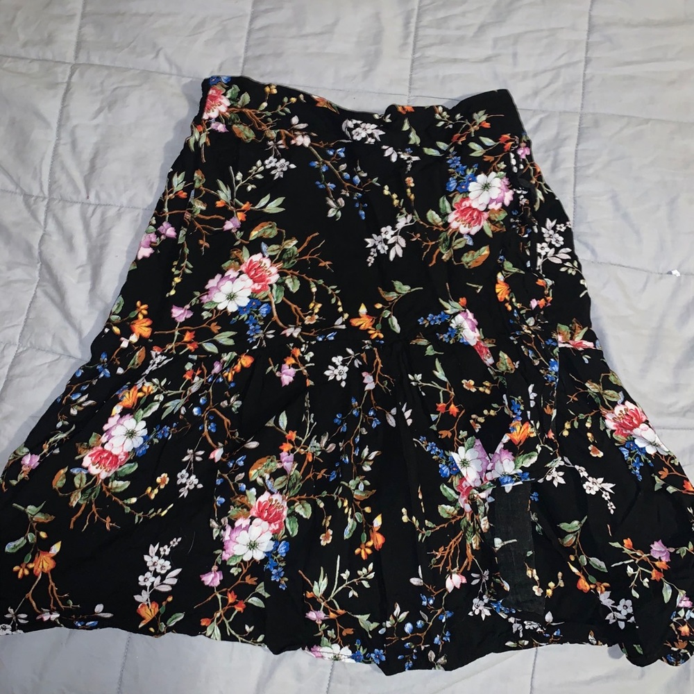 Floral Print Ruffles Frill Hem Skirt